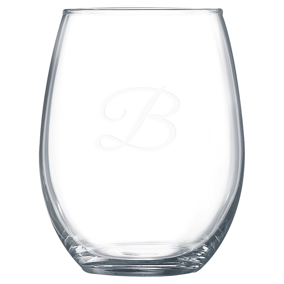 21 oz stemless wine glass - etched