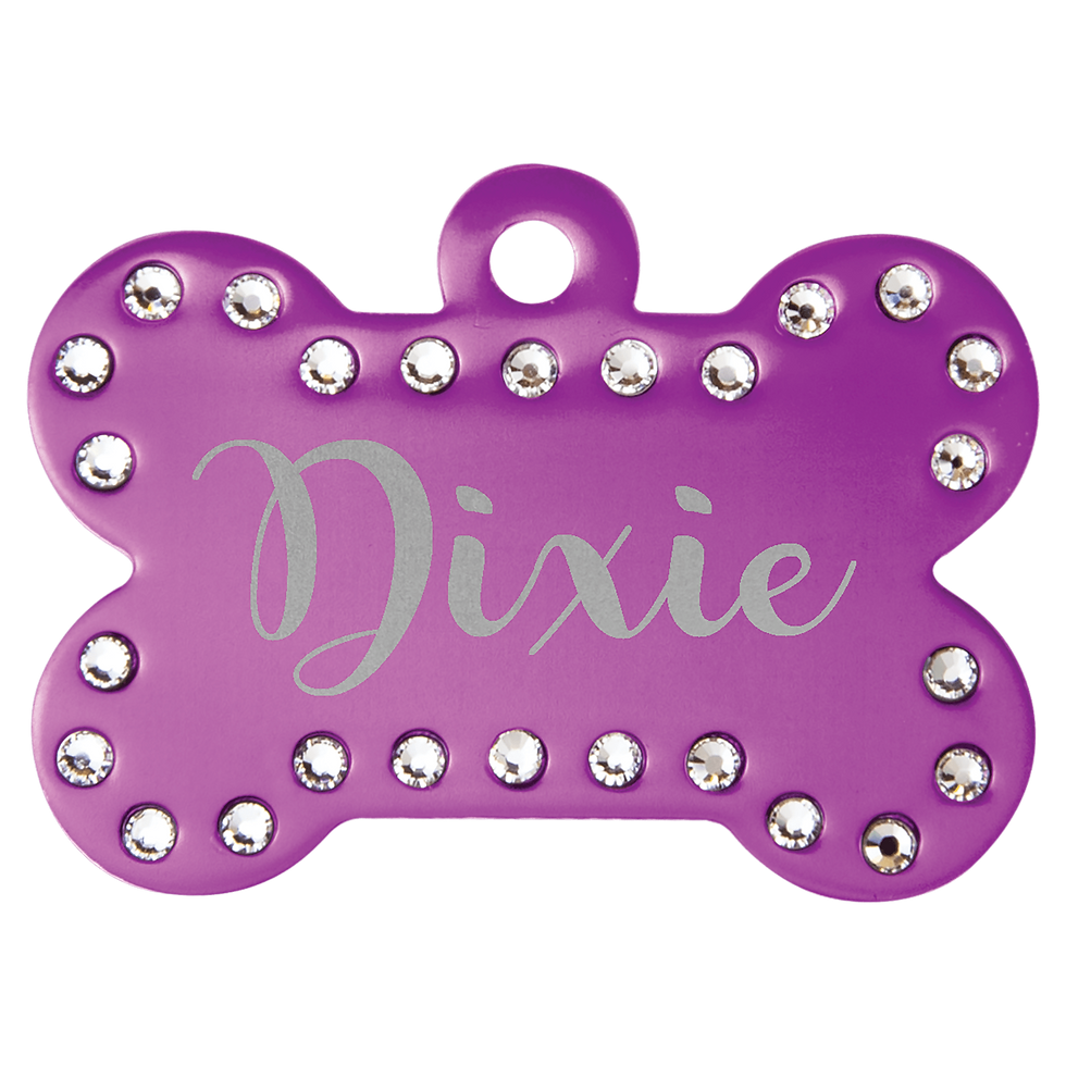 Purple Bling Bone Tag - Dixie