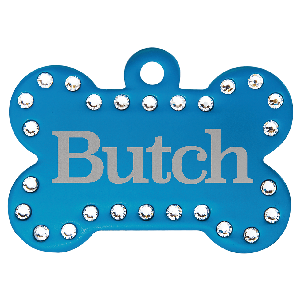 Blue Bling Bone Tag - Butch