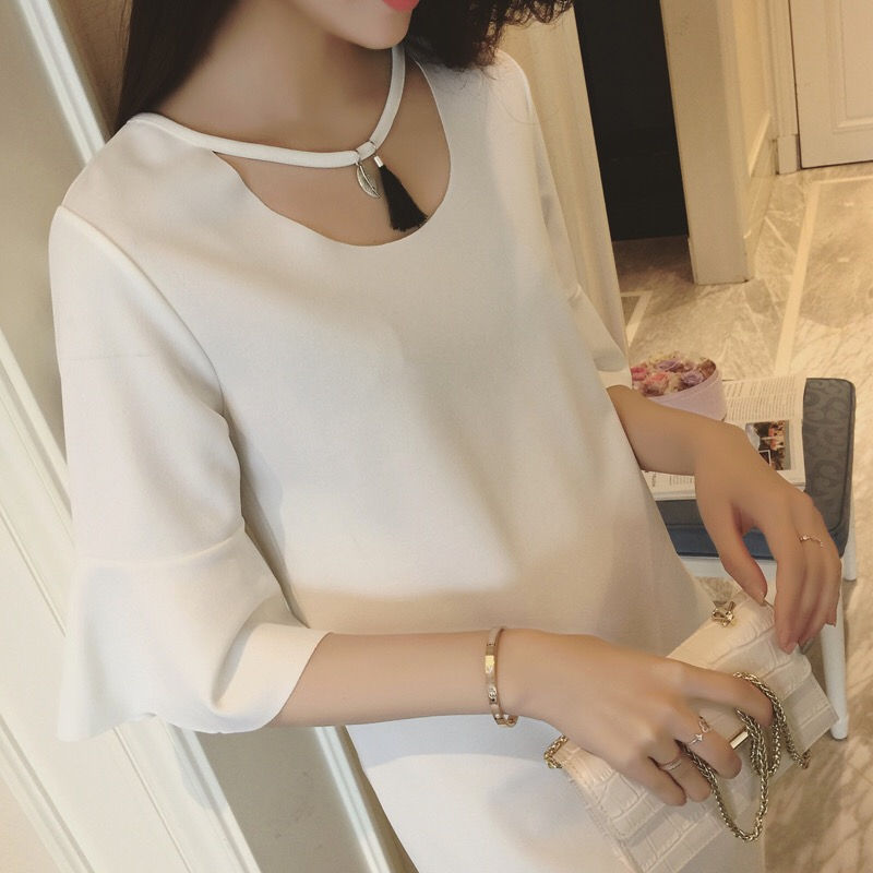 Thumbnail: summer 2017 loose tassel pendant lotus leaf sleeve dress skirt girl