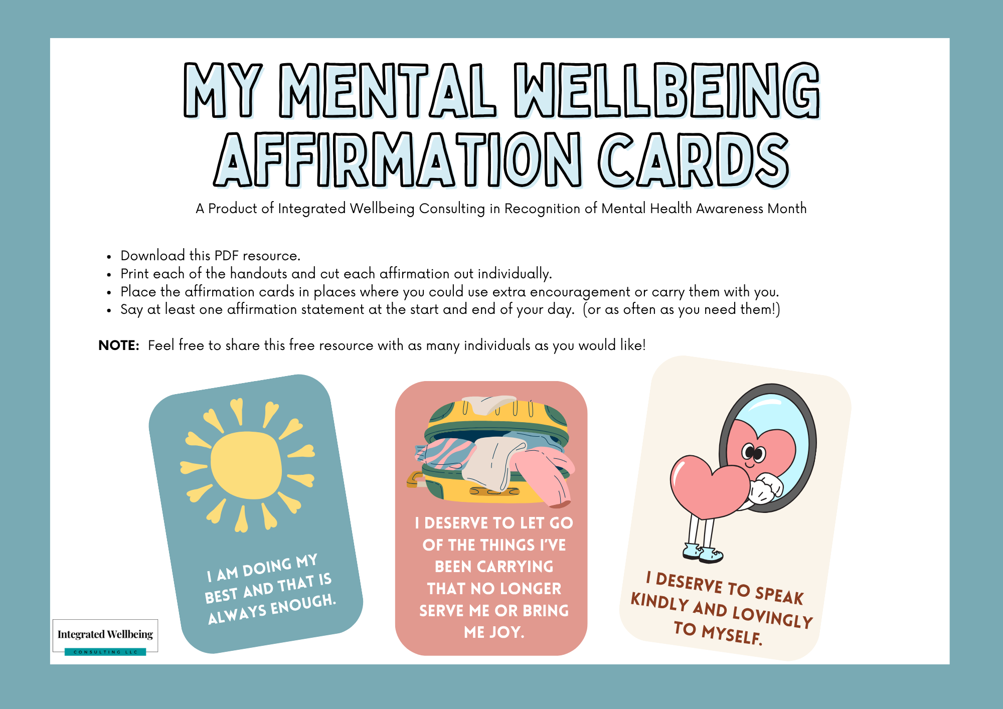 My Mental Wellbeing Affirmation Cards: Daily Encouragement for Confidence, Self