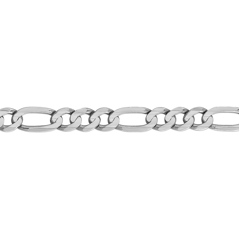 White Gold, Semi-Solid Figaro Chain 3.50 mm