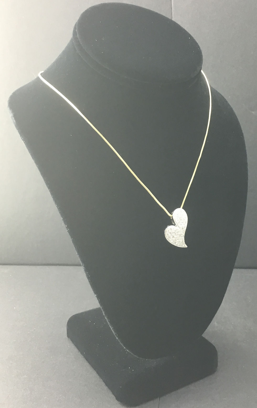 Thumbnail: 14K White Gold Heart Pendant  Yellow Gold Necklace