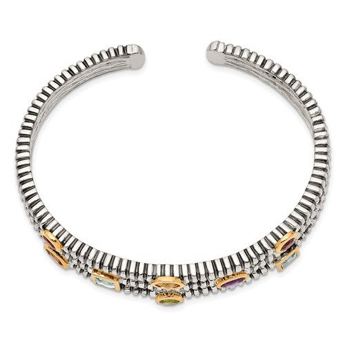 Thumbnail: Two-Tone Gemstone Cuff Bracelet