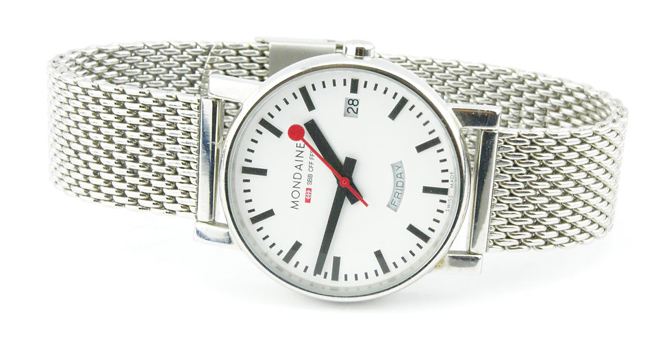 Thumbnail: Mondaine Day Date Watch Metal Band