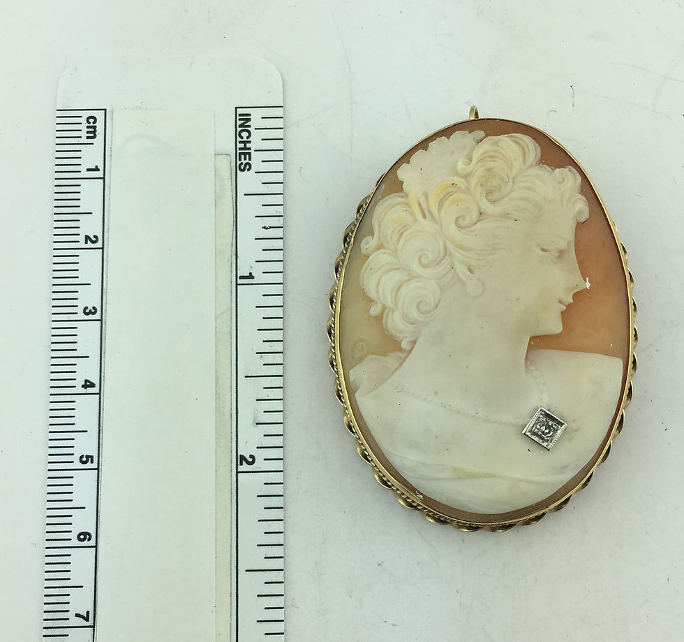 14K Yellow Gold, Diamond Large Cameo Brooch & Pendant