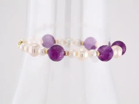 Thumbnail: Freshwater Cultured Pearl and Amethyst Bracelet