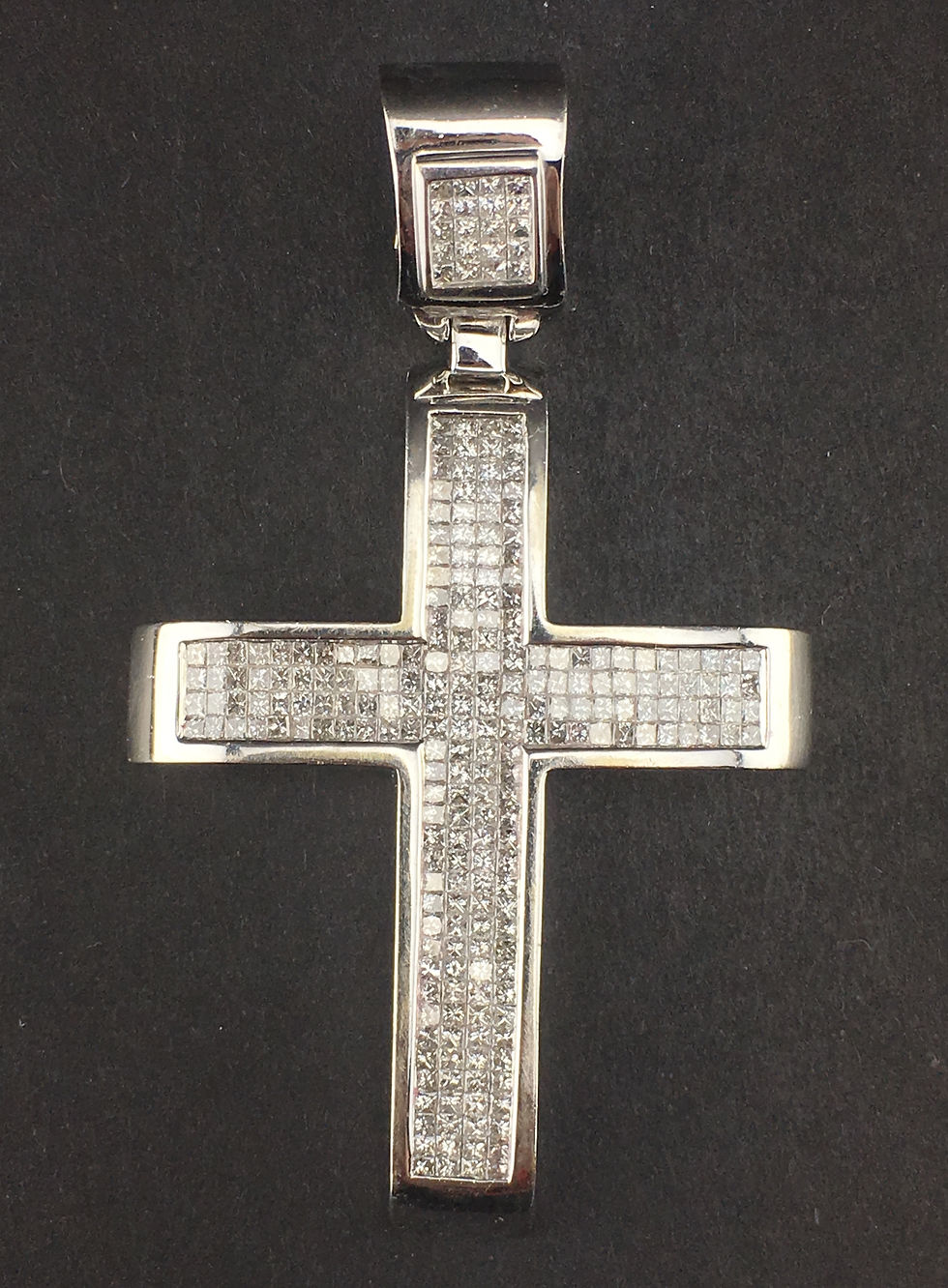 14K White Gold Cross Pendant with Diamonds