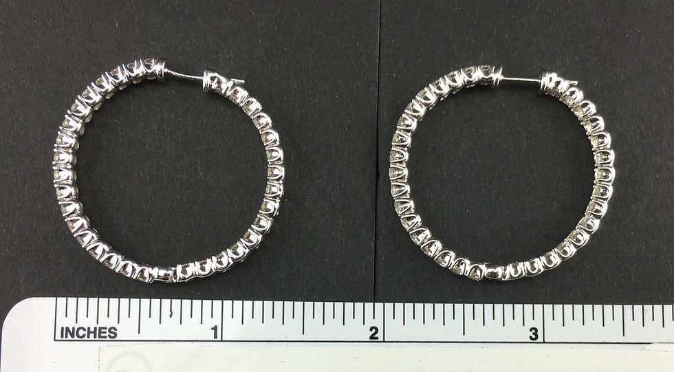 Thumbnail: 14K White Gold Hoop Earrings with Diamonds
