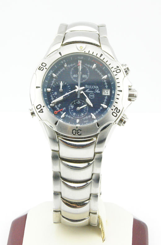 好きに Bulova Marine Blue with Watch Date Alarm Chronograph Star 時計