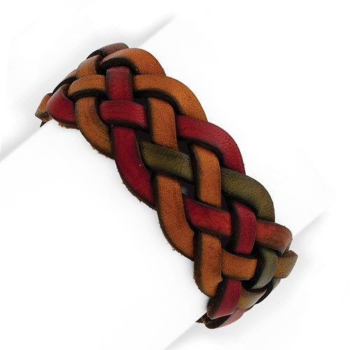 Autumn Leaves, Wide Multi-Colored Leather Bracelet