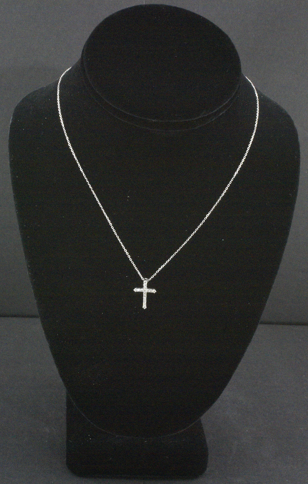 Thumbnail: 14K White Gold Cross Pendant  16" Necklace with Diamonds