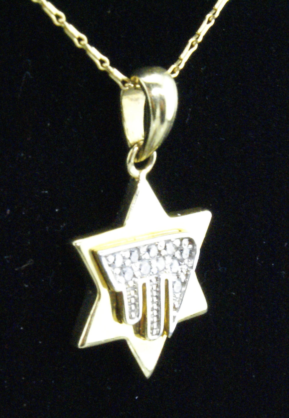 TwoTone 14K Gold Star of David with Chai Pendant 16" Necklace