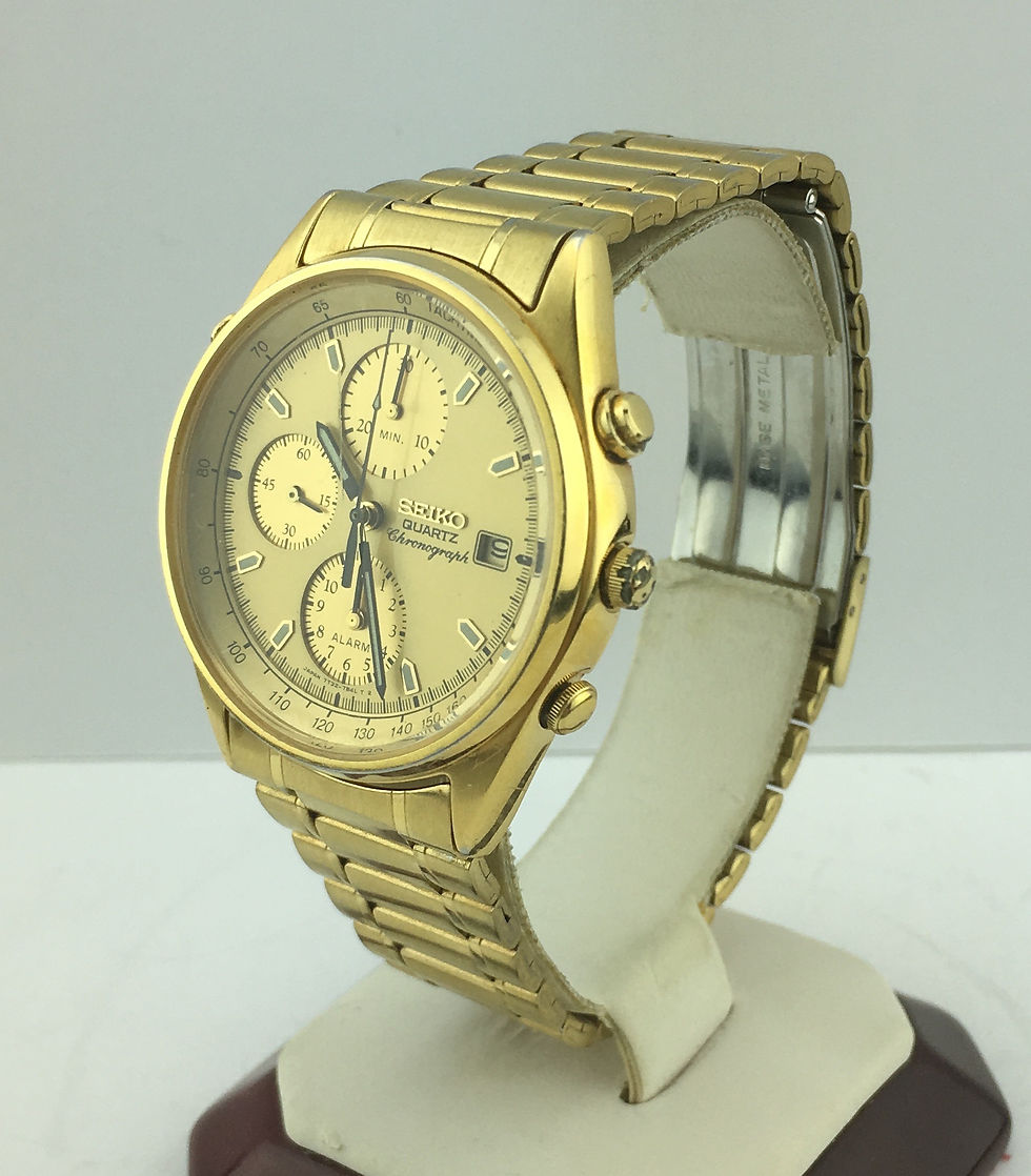 Thumbnail: Seiko Gold Tone Chronograph Alarm Watch