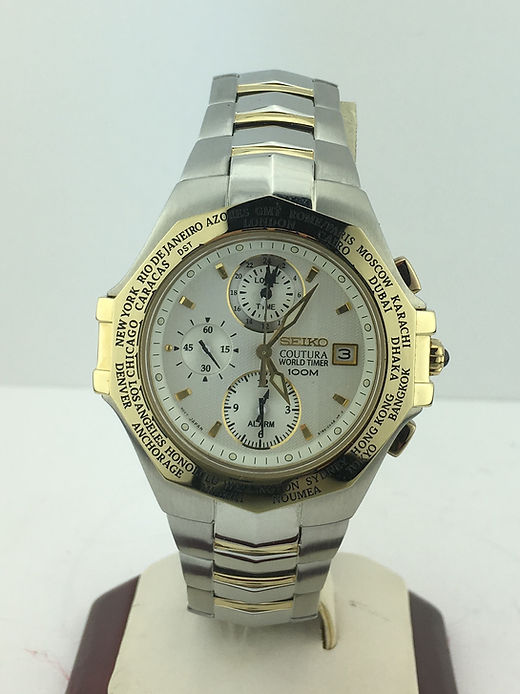 Seiko Coutura World Timer 100M Alarm Watch, Two-Tone | Rubys Fine