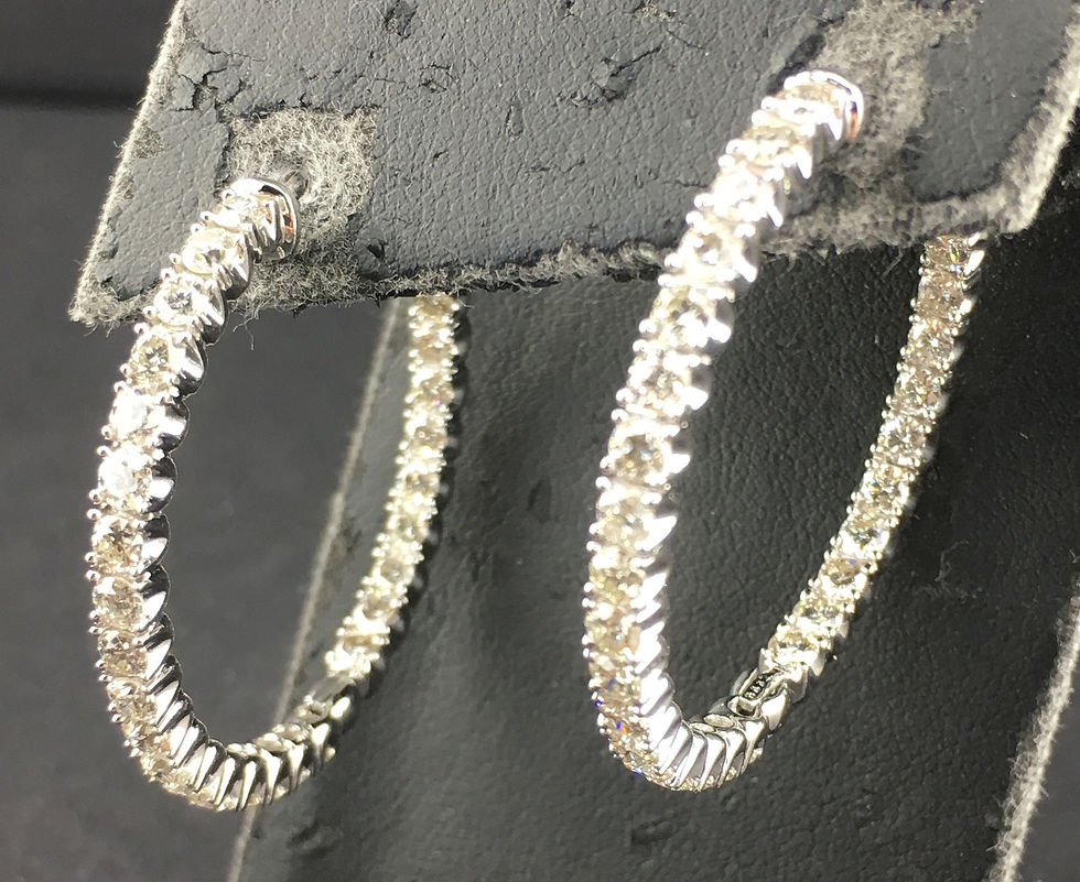 Thumbnail: 14K White Gold Hoop Earrings with Diamonds