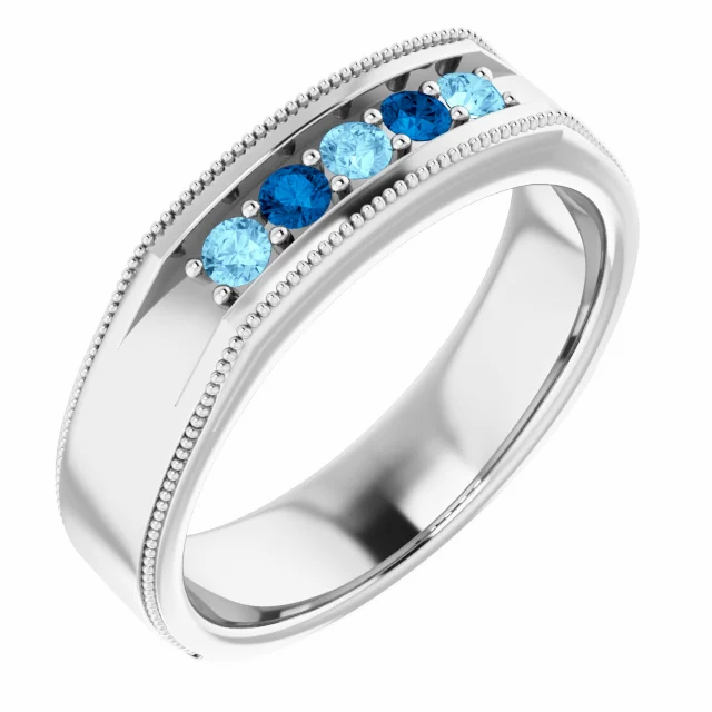 Thumbnail: 14K White 2.5 mm Round Men's Ring
