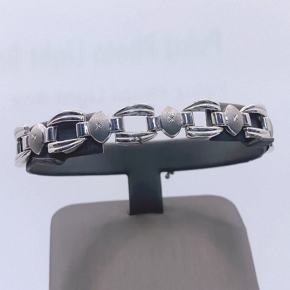 White Gold Articulated Bracelet with Satin Finish Accents