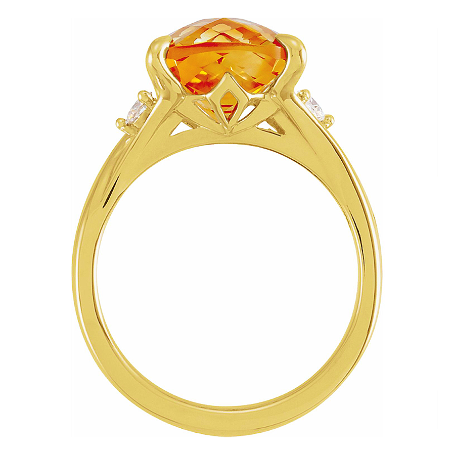 Thumbnail: Checkerboard Citrine & Diamond Ring