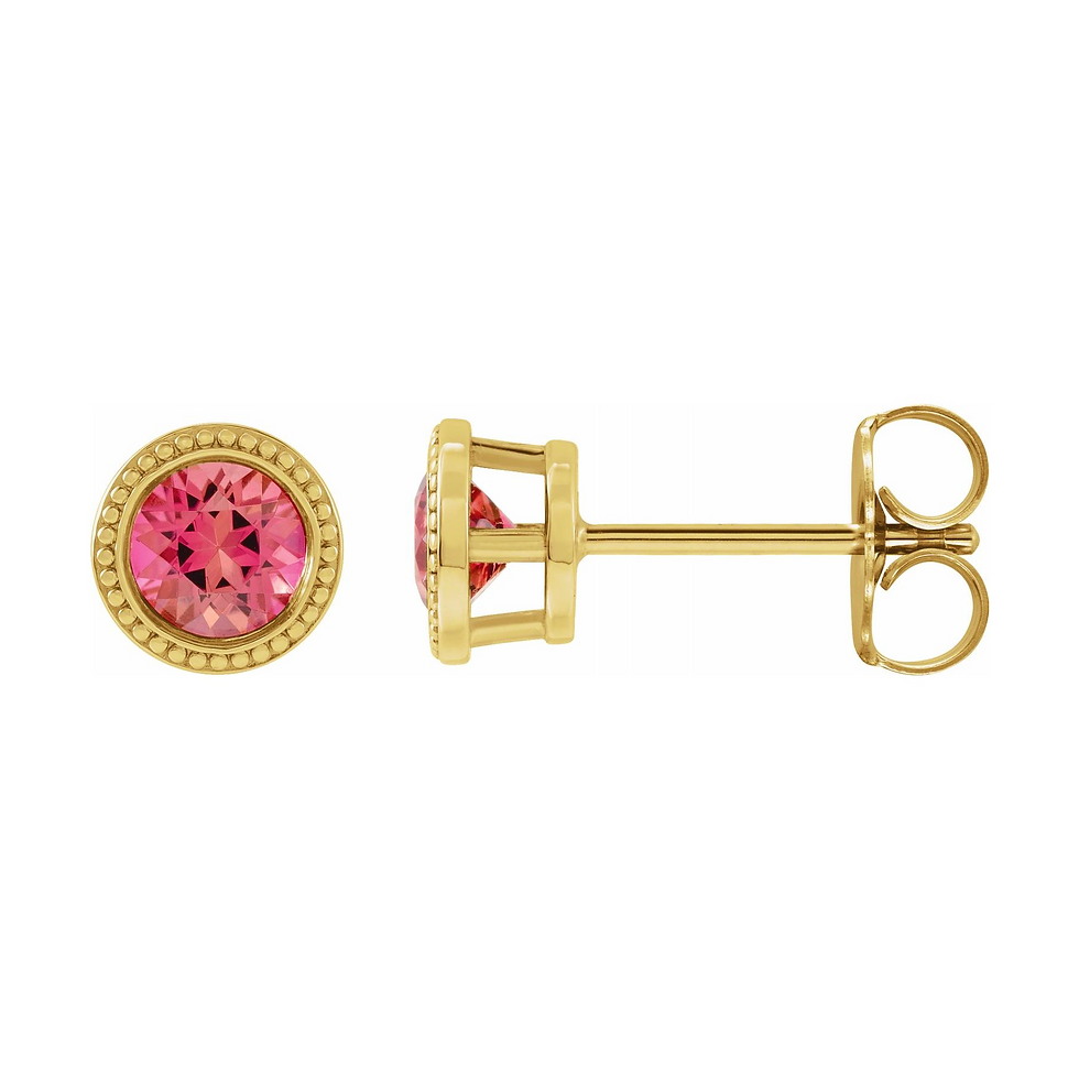 Pink Tourmaline Bezel-Set Earrings