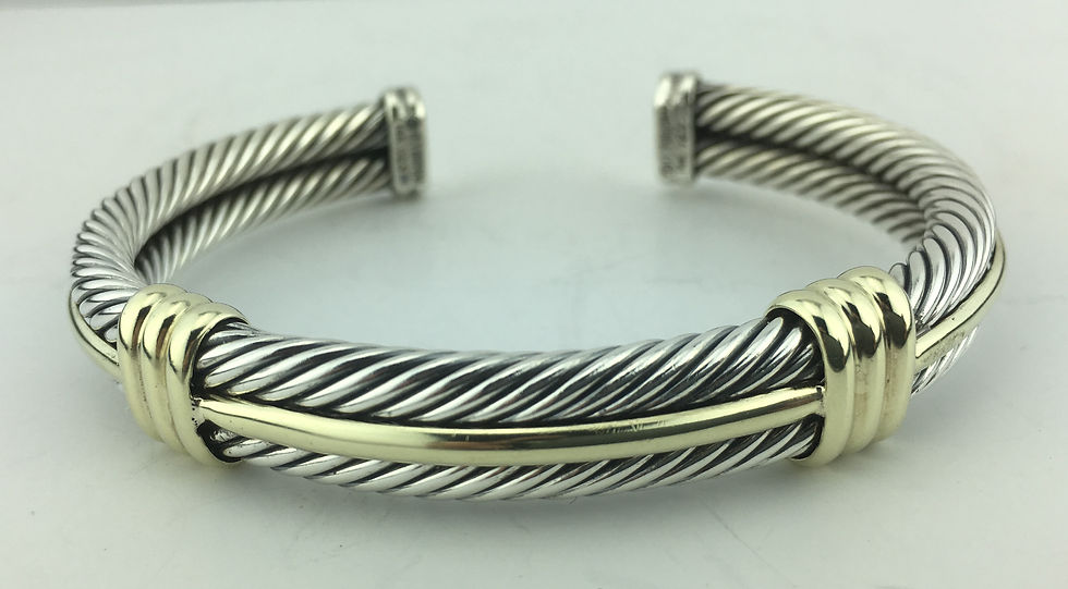 Thumbnail: David Yurman Men's Bangle Sterling Silver  14K Yellow Gold