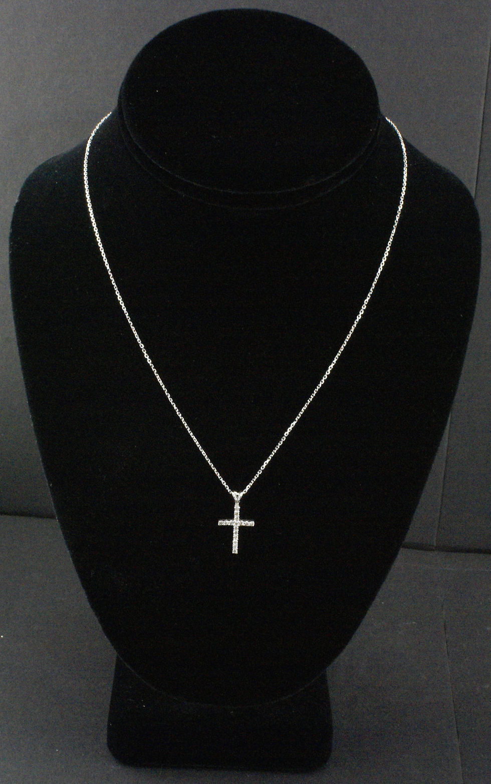 Thumbnail: 14K White Gold Cross Pendant  18" Necklace with with Diamonds
