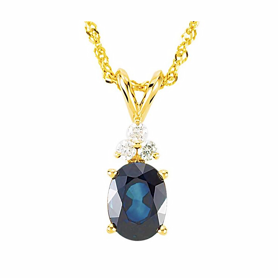 Oval Blue Sapphire & Diamond Necklace