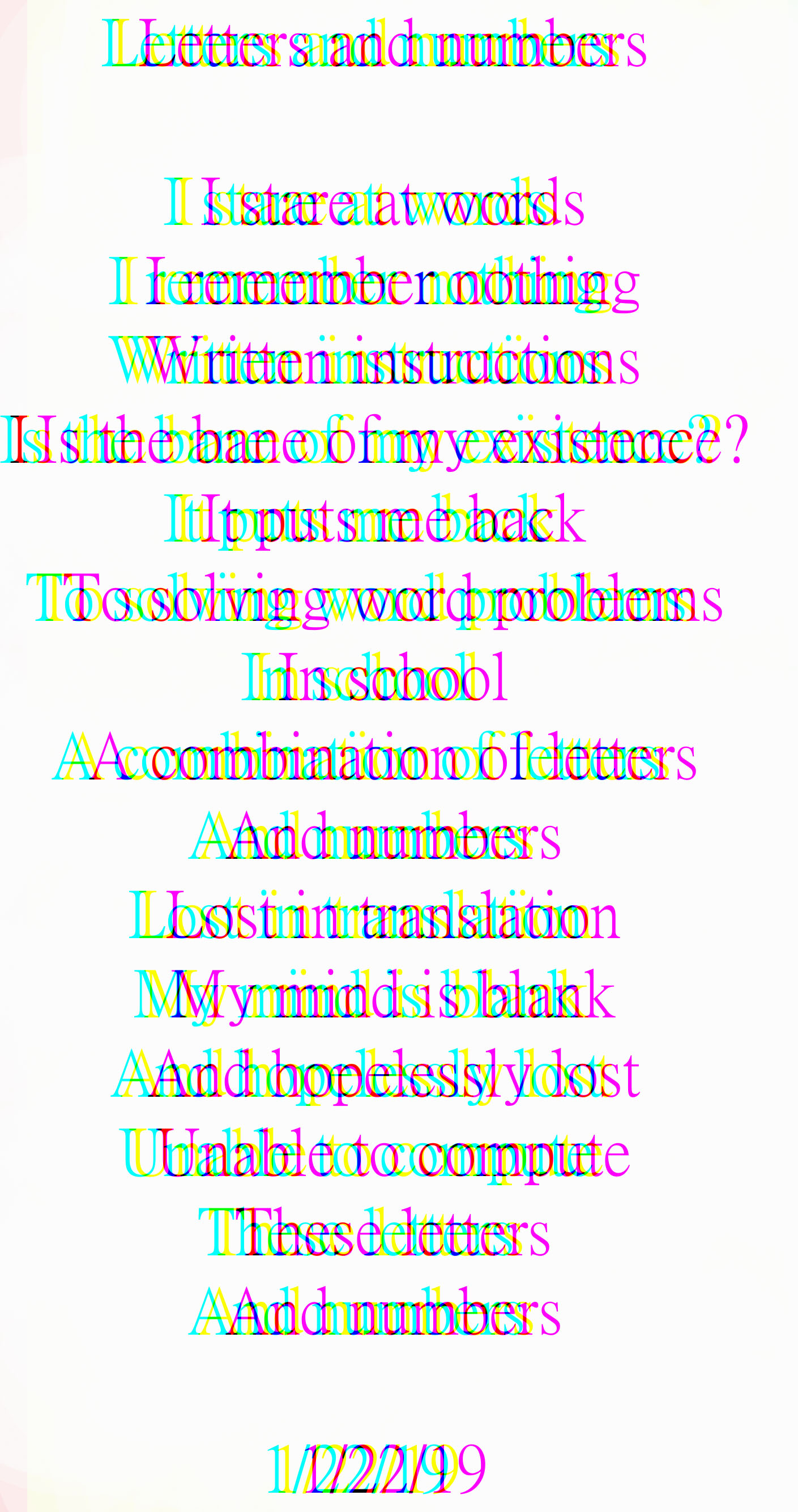 Letters and numbers