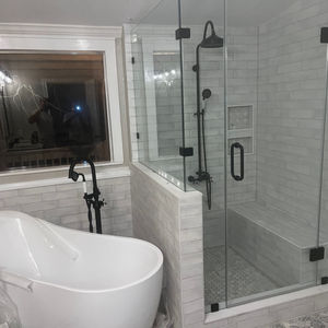 finished product of complete bathroom remodel.