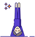 Illustration of a person doing a headstand and represent strength building