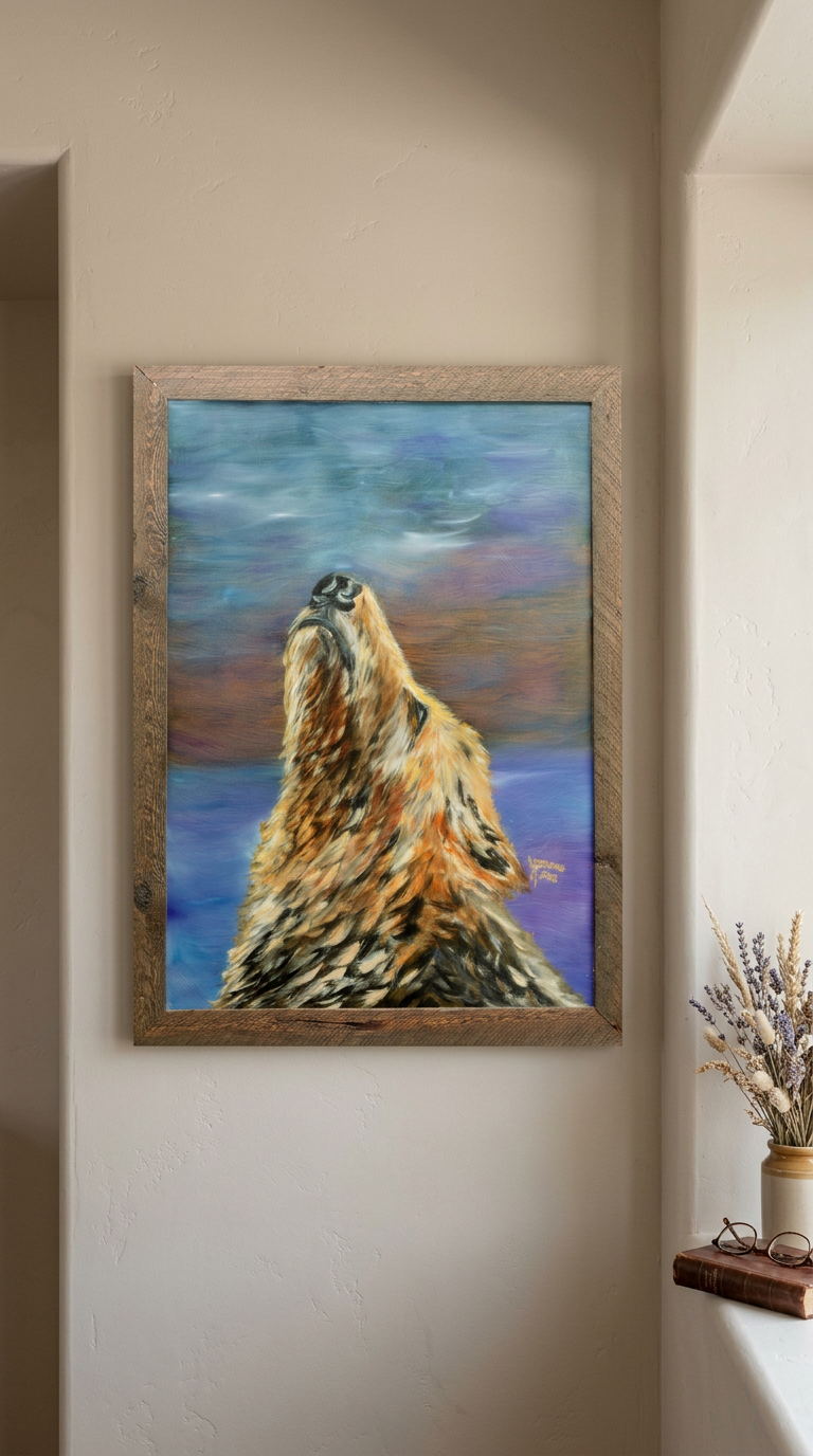 a painting of a bear cub sniffing the air