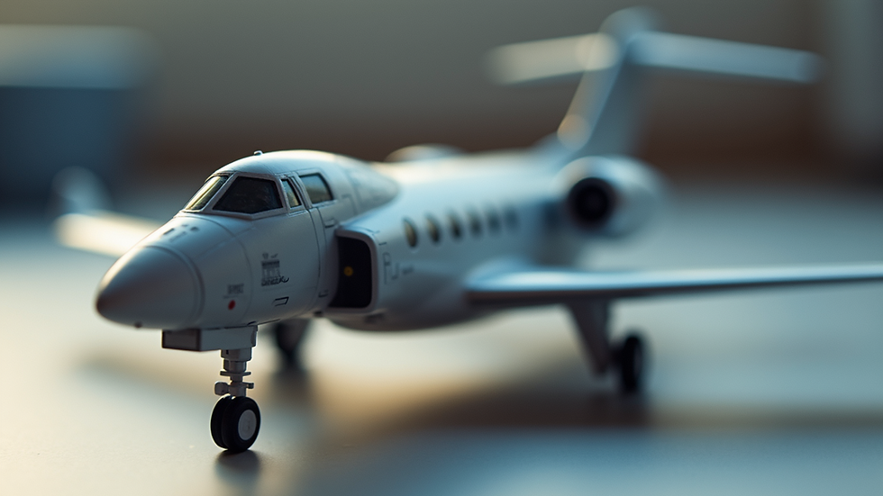 Close-up view of a modern aircraft design model