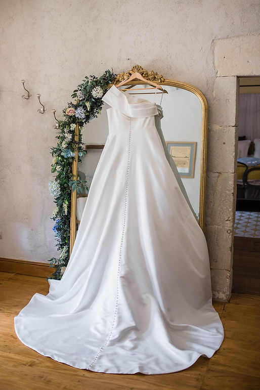 Wedding Dress displayed before celebrant led wedding