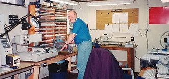 Tom Dudek in the early days of Bauman Engraving