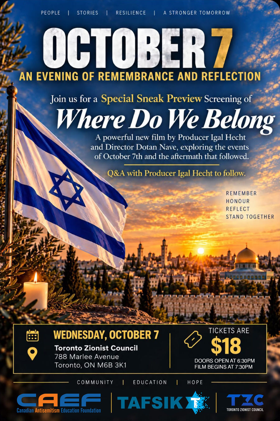 October 7th Toronto Remembrance poster