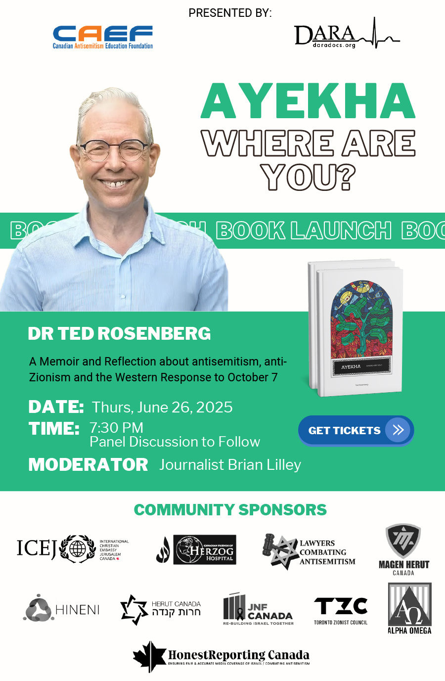 Register Now for the Book Launch with Dr. Ted Rosenberg: https://www.eventbrite.ca/e/book-launch-with-dr-ted-rosenberg-ayekha-where-are-you-tickets-1397299122289