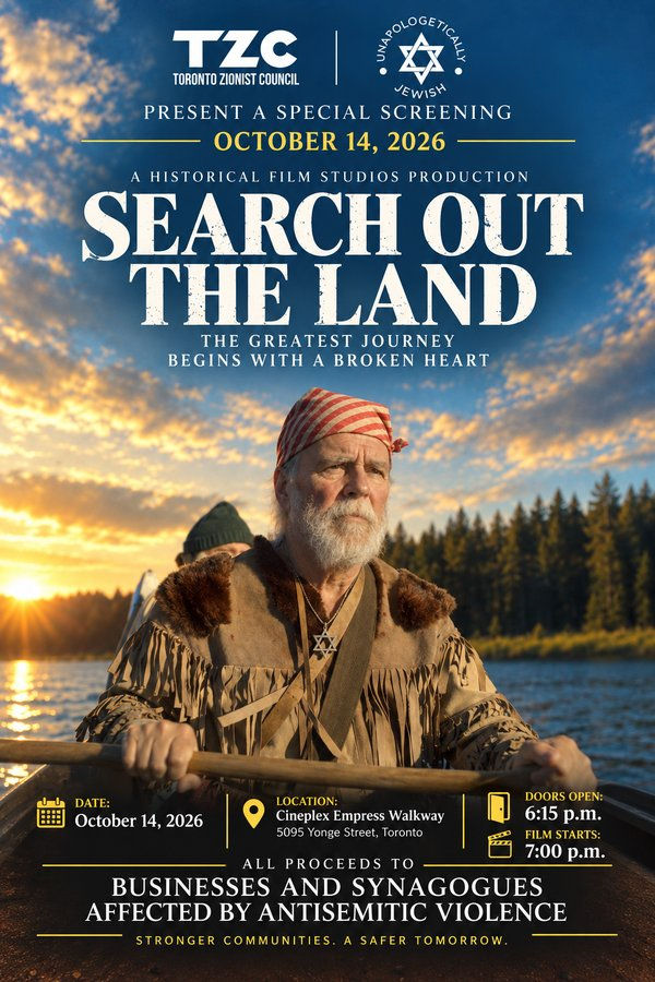 Poster: Search Out the Land special screening, October 14, 2026, Cineplex Empress Walkway, Toronto