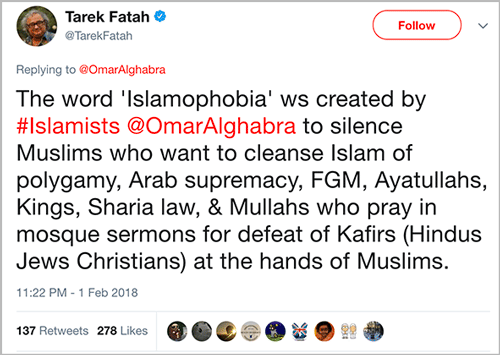 Tarek Fatah tweet