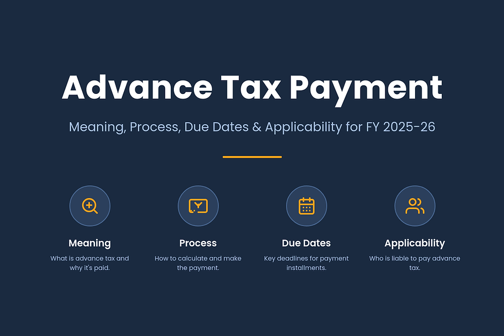 Advance Tax Payment: Meaning, Process, Due Dates, and Applicability for FY 2025-26