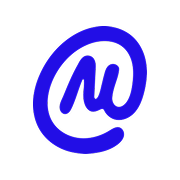 Símbolo arroba azul brillante con una "m" en vez de una "a".