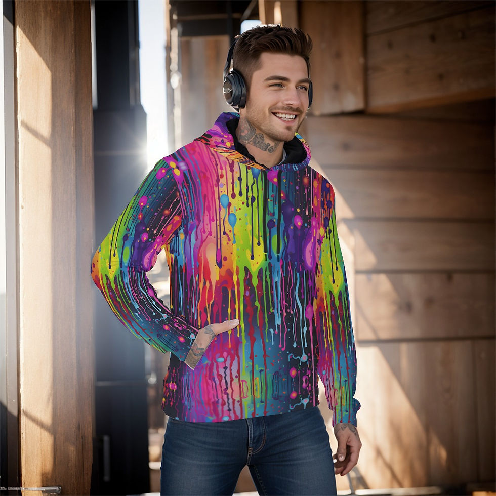 Thumbnail: Dripping Paint Men's Pullover Hoodie