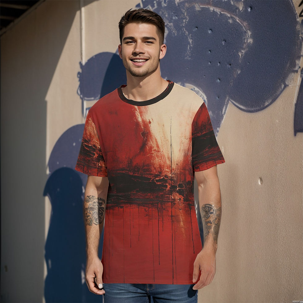 Red Paint Splash Men's Basic Cotton T-Shirt