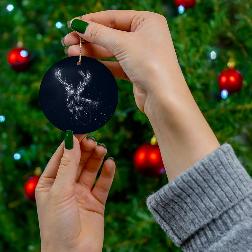 Thumbnail: Stary Steed Round Christmas Ceramic Ornaments