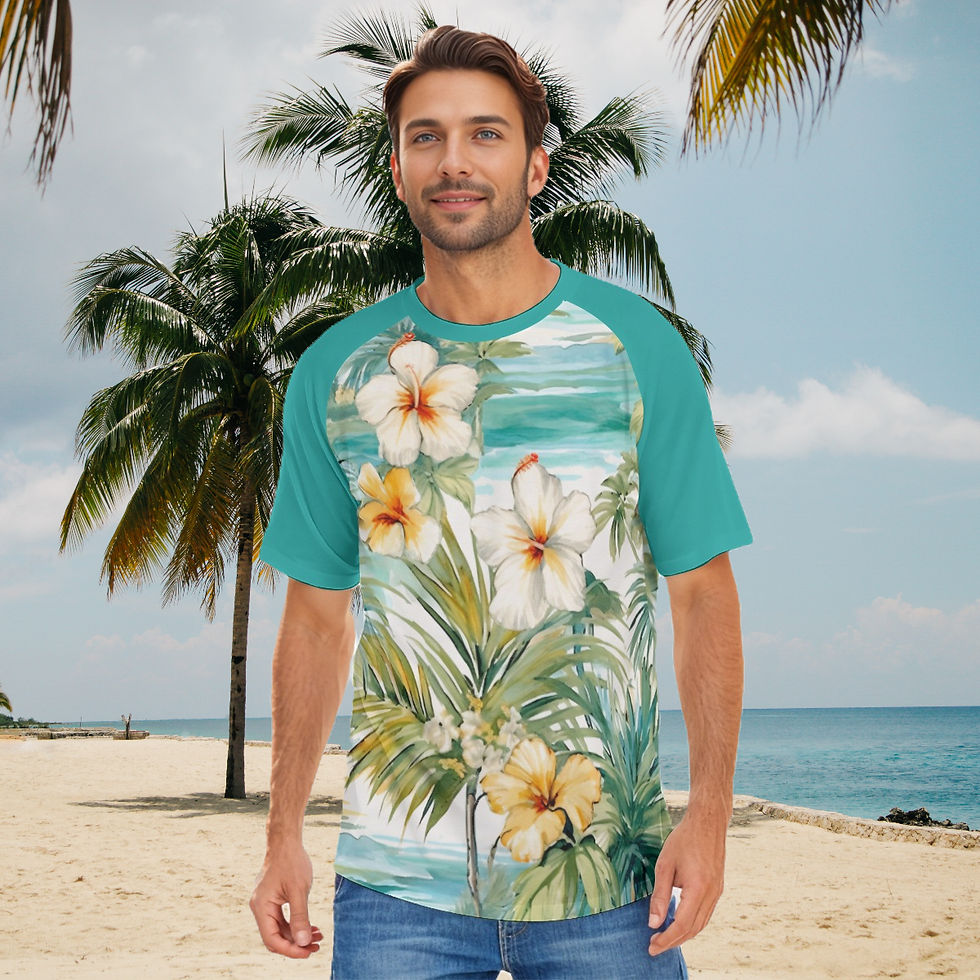 Thumbnail: Tropical Floral Hawaiian Printed T-Shirt