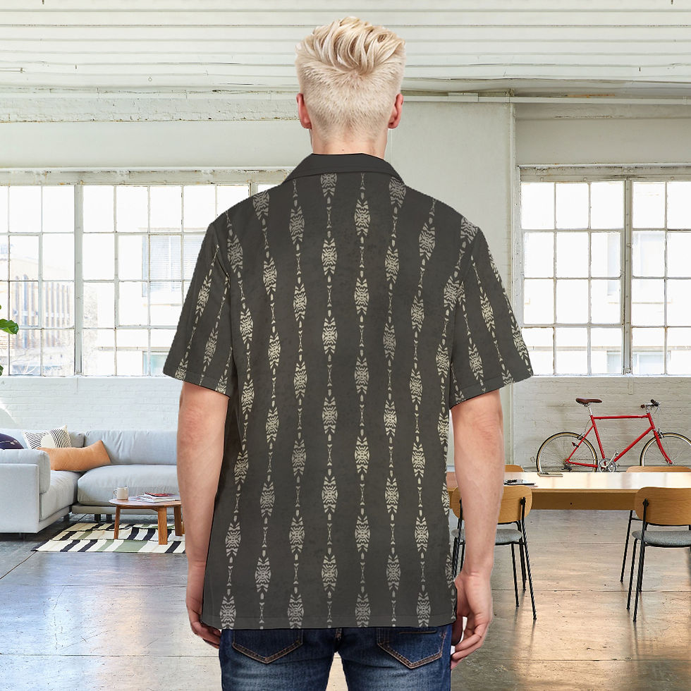 Thumbnail: Men's Black & Brown Chain Hawaiian Shirt back