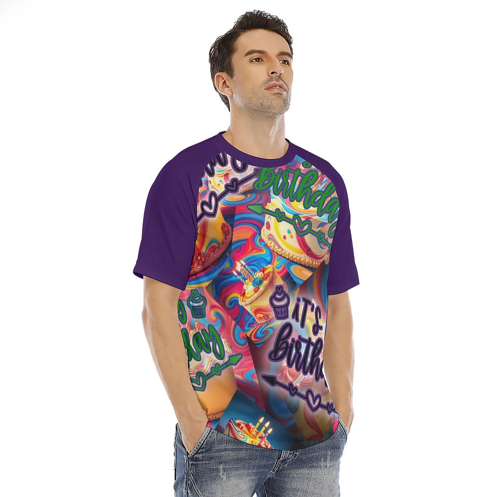 Thumbnail: It's My Birthday| Birthday Cake Print Men's Short Sleeve T-shirt