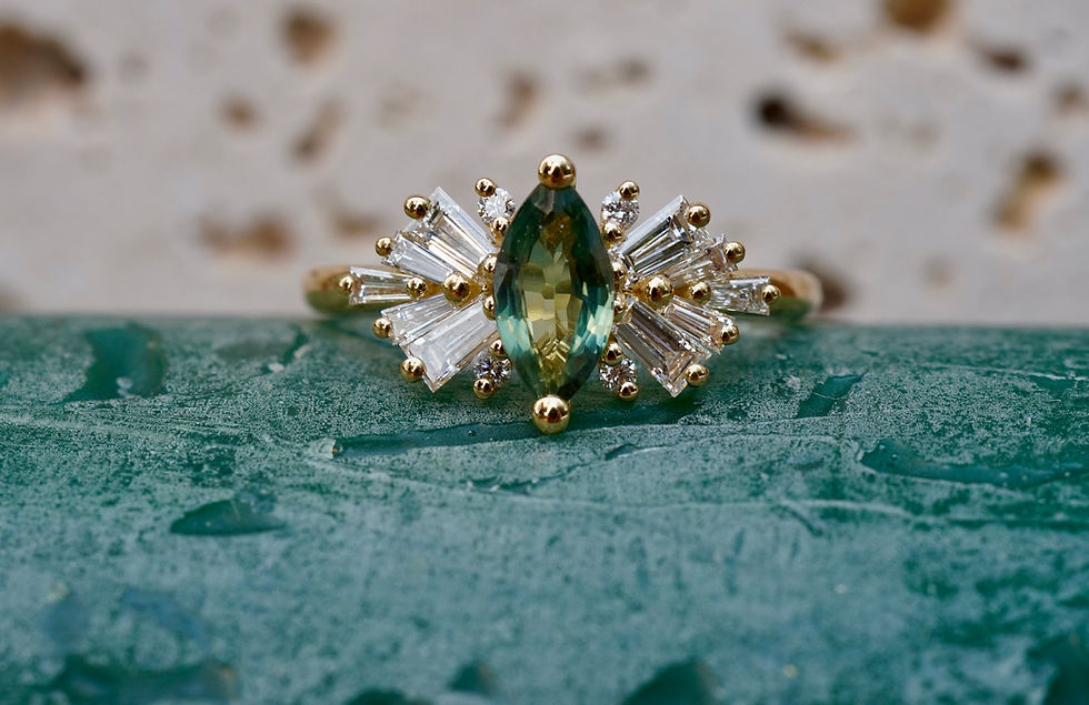 Estrella, bague de fiançailles Art déco en éventail