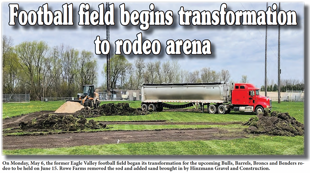 Football field begins transformation to rodeo arena