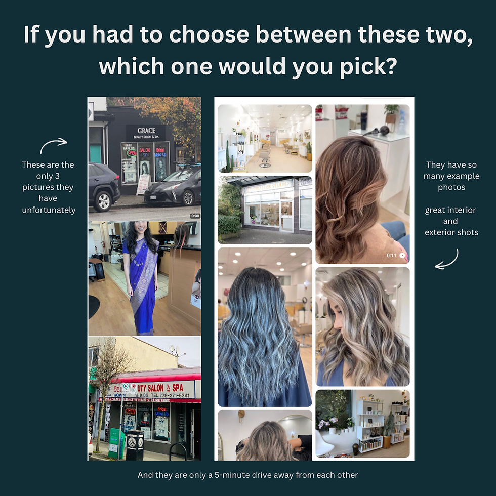 Examples of good Google business photos vs bad ones