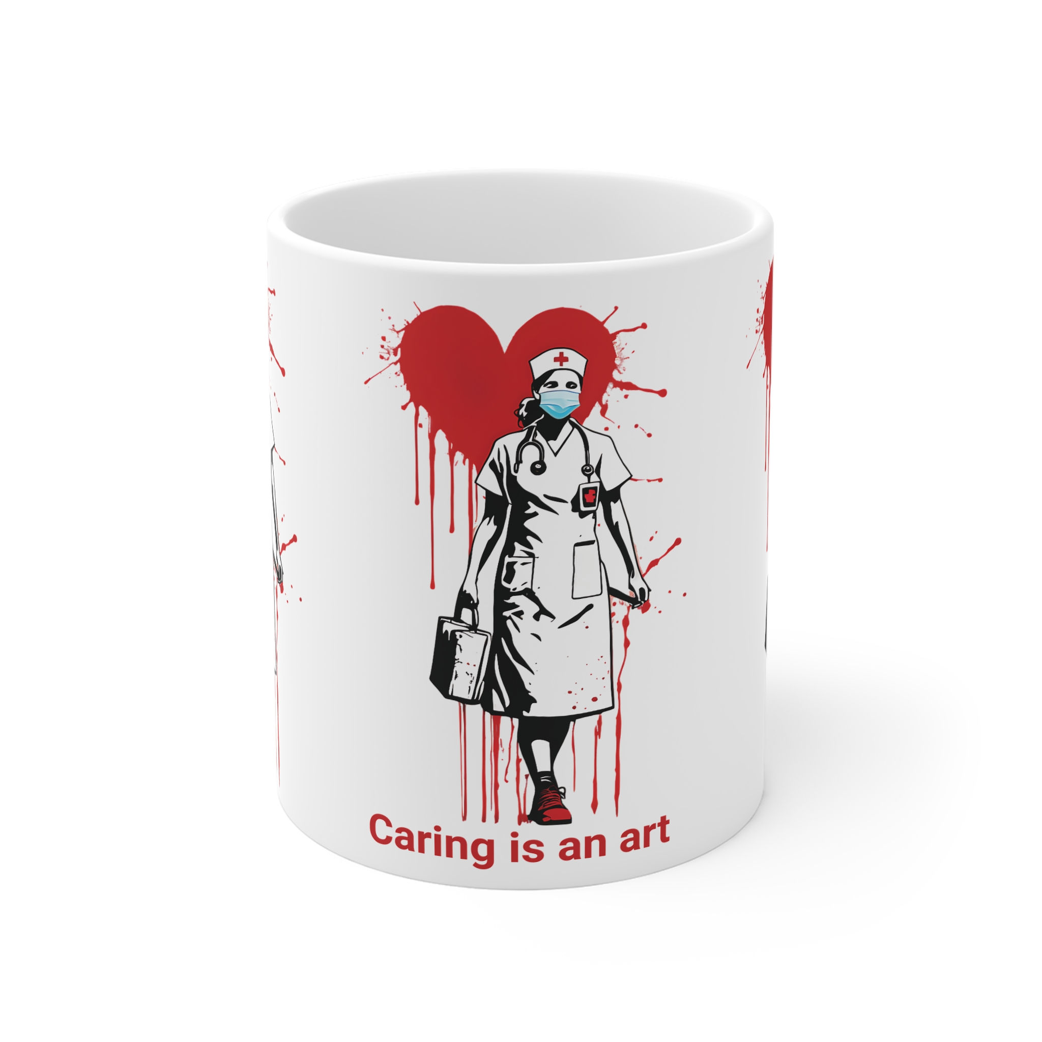 Nurse with Heart graphic Mug | Caring Is An Art, Medical Staff Tribute